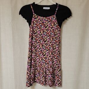 Old Navy Black & Multicolor Floral Dress